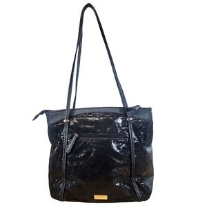 Yaumi K Black Shimmer Leather Tote Bag Shoulder Bag